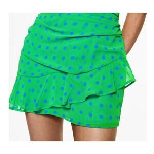 Mango Women's Ruffled Draped Skirt Polk a dot Small NWT